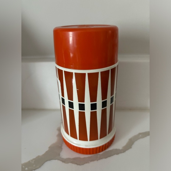 Retro Vintage Thermos King Seeley Plastic Orange Diamond - Half Pint 28A53 - Picture 2 of 10